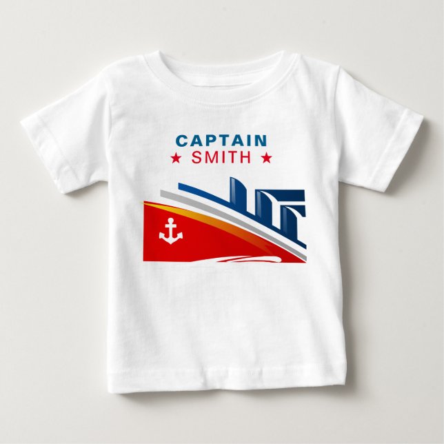 T-shirt Pour Bébé Ęr capitaine Name de fête d'anniversaire de bateau (Devant)