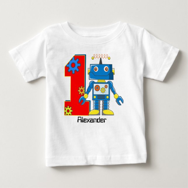 T-shirt Pour Bébé ęr Coutume de robot d'anniversaire (Devant)