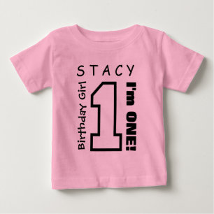 T-shirt Pour Bébé ęr Fille d'anniversaire un rose nommé fait sur