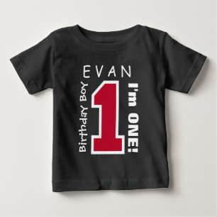 T-shirt Pour Bébé ęr Garçon d'anniversaire un rouge nommé fait sur