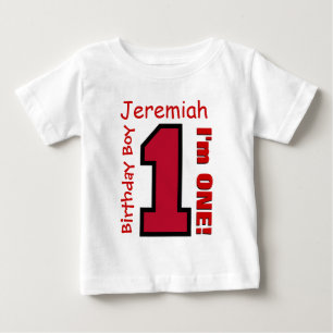 T-shirt Pour Bébé ęr Garçon d'anniversaire un rouge nommé fait sur