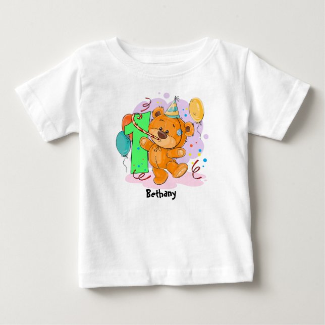 T-shirt Pour Bébé ęr Ours de nounours d'anniversaire (Devant)