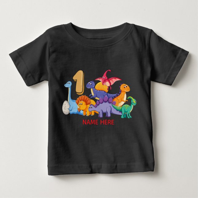 T-shirt Pour Bébé ęr Partie de dinosaure d'anniversaire (Devant)