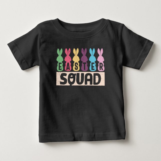 T-shirt Pour Bébé Escouade de Pâques Mignonnes lapines de Pâques  (Devant)