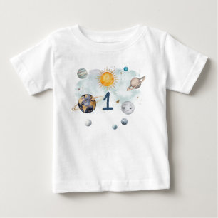 T-shirt Pour Bébé Espace Extérieur Anniversaire Galaxie Soleil Lune 
