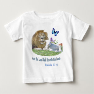 T-shirt Pour Bébé Et le Lion couchera avec l'Agneau