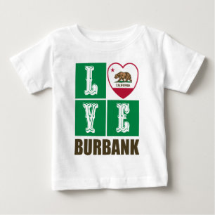 T-shirt Pour Bébé État de Californie Drapeau Heart Burbank
