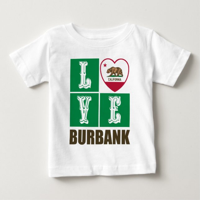 T-shirt Pour Bébé État de Californie Drapeau Heart Burbank (Devant)