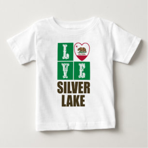 T-shirt Pour Bébé États de Californie Drapeau Heart Silver Lake