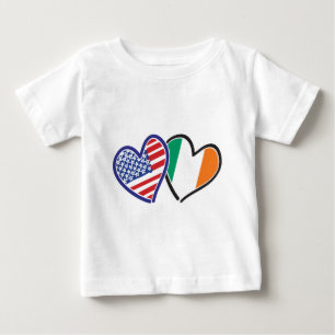 T-shirt Pour Bébé États-Unis Et Irlande Coeurs D'Amour Patriotique