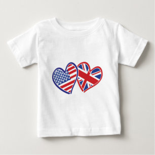 T-shirt Pour Bébé États-Unis et Royaume-Uni dans les coeurs pour mo