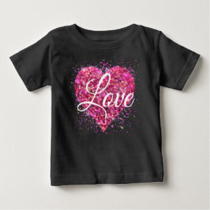 T-shirt Pour Bébé Étincelle rose parties scintillant coeur amour