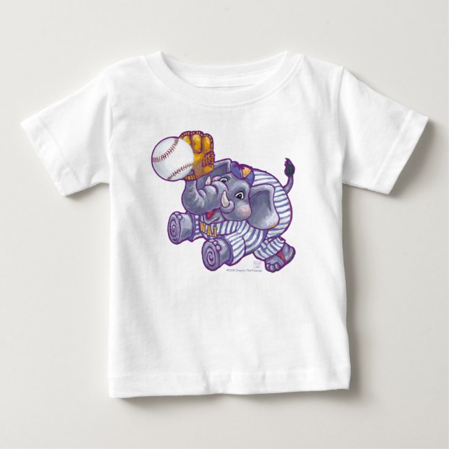 T-shirt Pour Bébé Étoile de baseball éléphant (Devant)