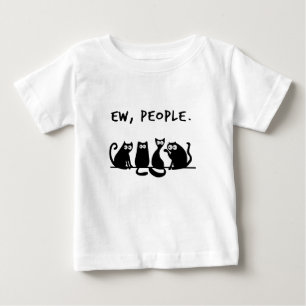 T-shirt Pour Bébé Ew Les Gens Sont Drôles, Chats Noirs Meowy 