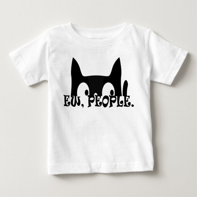 T-shirt Pour Bébé Ew People Funny Chat Noir Baby Chemise (Devant)