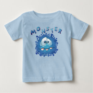 T-shirt Pour Bébé Expressions amusantes Triste Visage Monstre Bleu