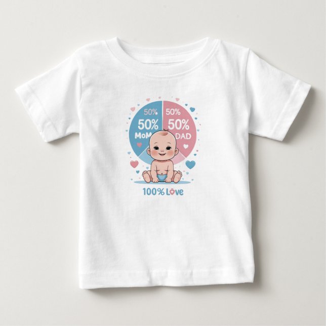 T-shirt Pour Bébé Fabriqué avec 50% Maman, 50% Papa, 100% Amour (Devant)