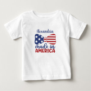 T-shirt Pour Bébé Fabriqué en Amérique - American Flag Bow