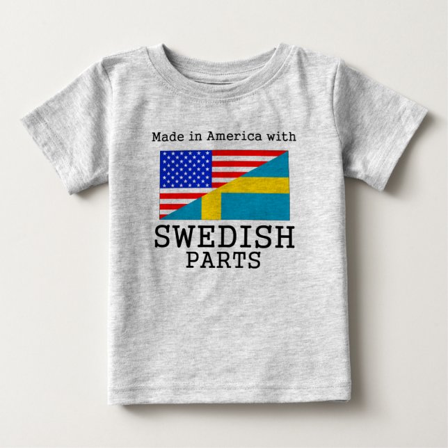 T-shirt Pour Bébé Fabriqué En Amérique Avec Pièces Suédoises (Devant)
