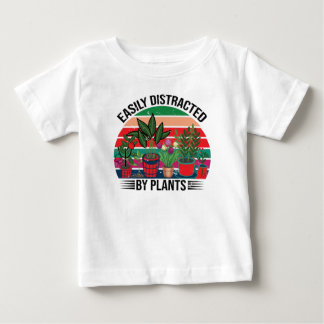 T-shirt Pour Bébé Facilement Distrait Par Le Jardinage Plante