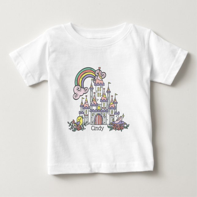 T-shirt Pour Bébé Fairytale Castle Princess Nom personnalisé (Devant)
