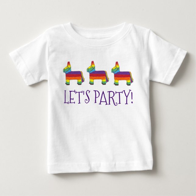 T-shirt Pour Bébé Faisons la fête ! Rainbow Baby Anniversaire Fiesta (Devant)