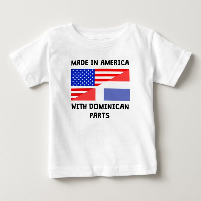 T-shirt Pour Bébé Fait dans l'Américain avec les pièces dominicaines (Devant)