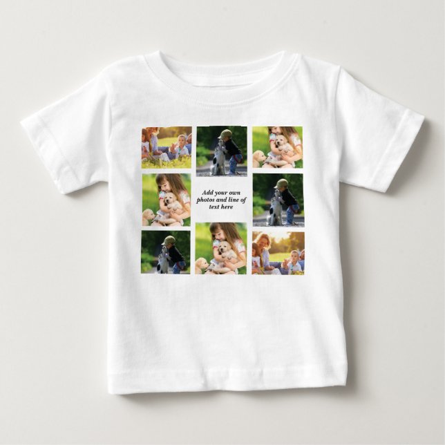 T-shirt Pour Bébé Faites votre propre collage photo et texte (Devant)