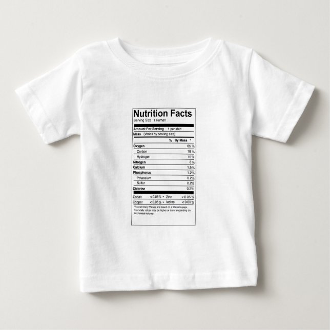 T-shirt Pour Bébé Faits de nutrition - chemise de bébé de chimie (Devant)