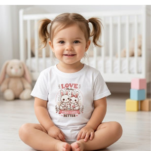 T-shirt Pour Bébé Famille de Lapin Mignonne L'Amour Rend Tout Meille
