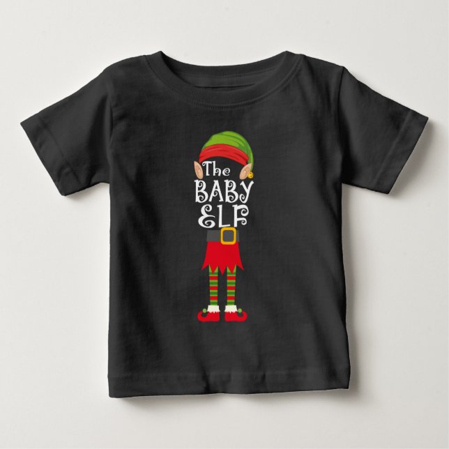 T-shirt Pour Bébé famille des elfes de bébé jumelée à noël (Devant)