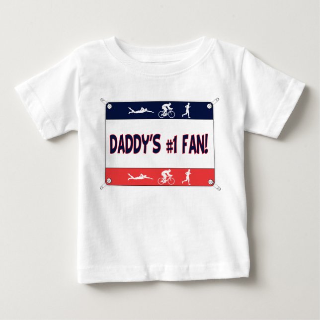 T-shirt Pour Bébé Fan du #1 du papa de triathlon (Devant)