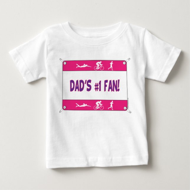 T-shirt Pour Bébé Fan du #1 du papa de triathlon (Devant)