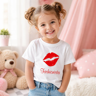 T-shirt Pour Bébé Fashionista à l'empreinte de rouge à lèvres