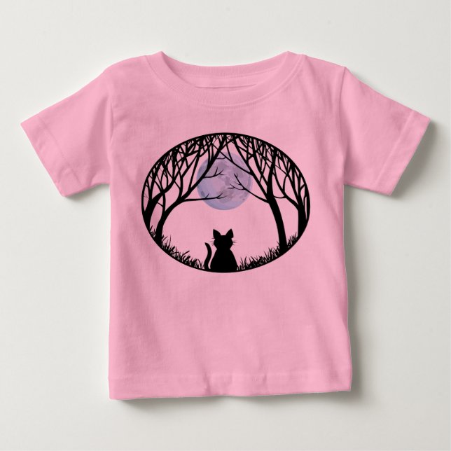 T-shirt Pour Bébé Fat Chat bébé Chemise Chat Noir Chat Art Toddler C (Devant)