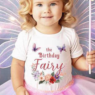 T-shirt Pour Bébé Fée d'anniversaire Bébé Fille Papillon Floral