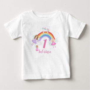 T-shirt Pour Bébé Fée enchantée Princesse 1er anniversaire Nom et âg