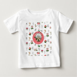 T-shirt Pour Bébé Fées Rose Floral Champignons Fée Château Monogramm