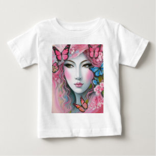 T-shirt Pour Bébé Femme avec papillons