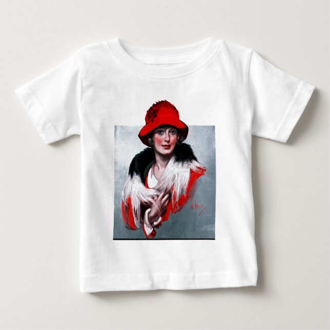 T-shirt Pour Bébé Femme en Casquette rouge (Devant)