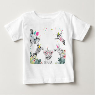T-shirt Pour Bébé Fête Animaux Safari Anniversaire Fête Fille Annive