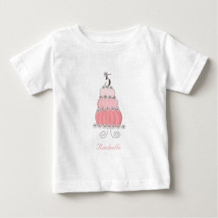 T-shirt Pour Bébé Fête d'anniversaire 5 ans fille gâteau rose chic c