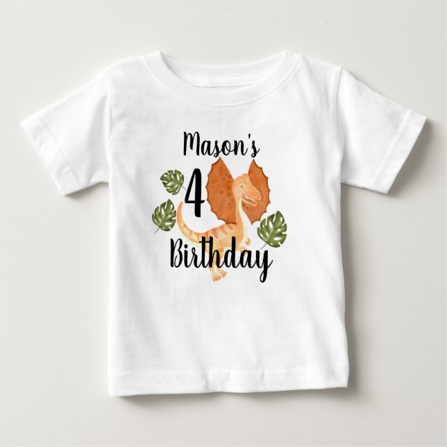 T-shirt Pour Bébé Fête d'anniversaire avec dinosaure à l'aquarelle e (Devant)