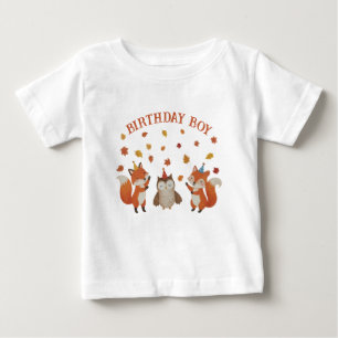 T-shirt Pour Bébé Fête d'anniversaire d'automne en forêt avec renard