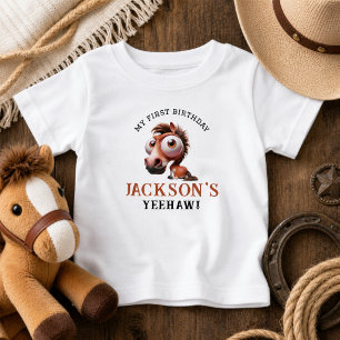 T-shirt Pour Bébé Fête d'anniversaire de 1 an Caricatures de Cheval