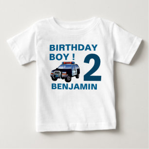 T-shirt Pour Bébé Fête d'anniversaire de 2 ans de voiture de police