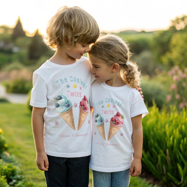 T-shirt Pour Bébé Fête d'anniversaire de la crème glacée des Jumeaux (Créateur téléchargé)
