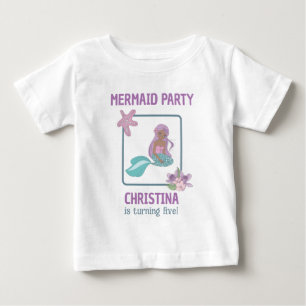 T-shirt Pour Bébé Fête d'anniversaire de sirène de fille noire sarce