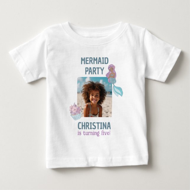 T-shirt Pour Bébé Fête d'anniversaire personnalisée avec photo de fi (Devant)