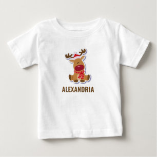 T-shirt Pour Bébé Fête de Noël du Père Noël de Rudolph